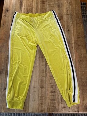 Norma Kamali neon spring green jog pants black stripe XL extra large joggers NWT